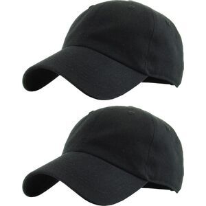Unisex Black 100% Cotton Pair Of 2 Adjustable Classic Baseball Plain Dad Hat